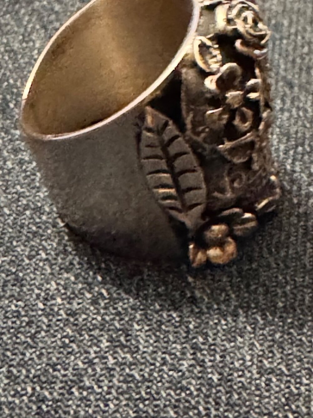 Sterling Silver 925 Sugar Skull Floral Wide Band Ring Size 9.5 JJ 19.83g - Picture 9 of 14